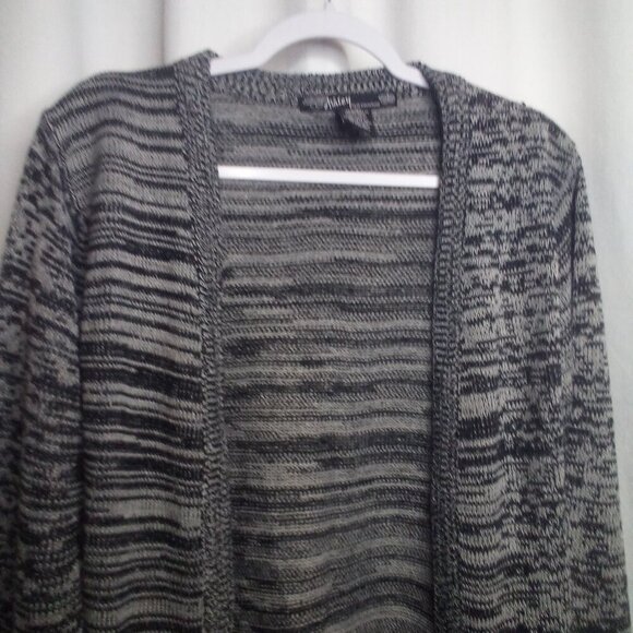 Ashley by 26 International Cardigan Sweater S Long Sleeve Open Front Black Gray - Picture 8 of 16